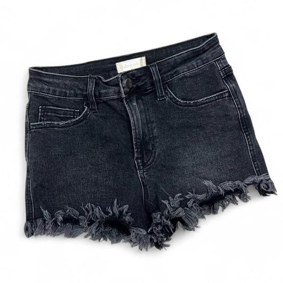Altar’d State Black Denim‎ Frayed Shorts Cut Off Size S Western Country Goth - Picture 2 of 4